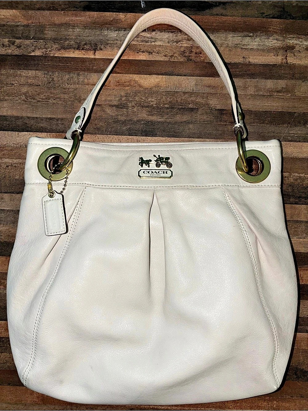 Coach Madison Leather Hobo 14576 White Shoulder Bag